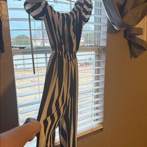 Wishful Park Black and White Striped Jumpsuit